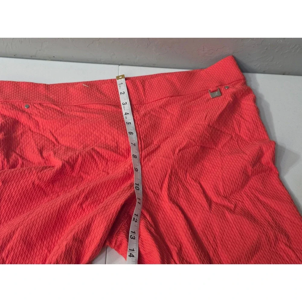 Raphaela by Brax Womens Red Textured Pull On Crop Pants Size 16 Elastic Waist c9